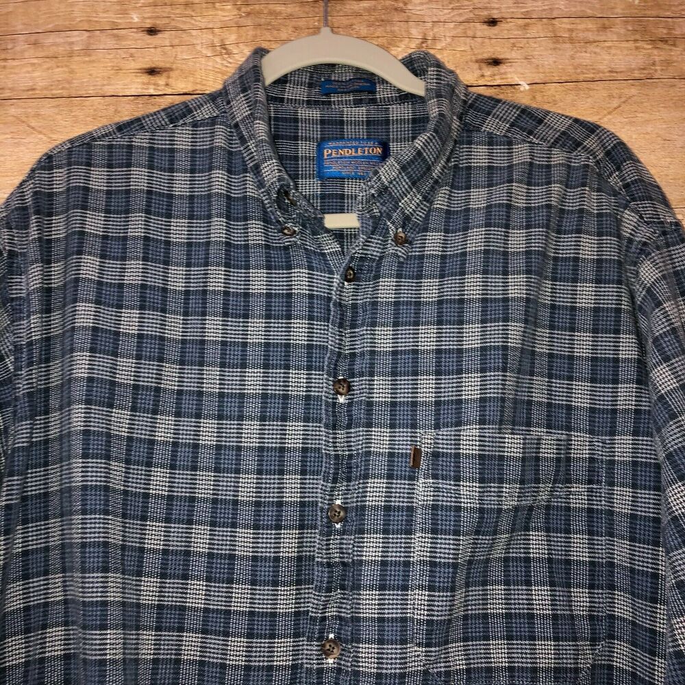 Pendleton Men's Shirt Large Long Sleeve Blue Plaid